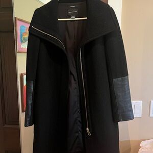 Club Monaco Black Trench Coat with Tailored Fit